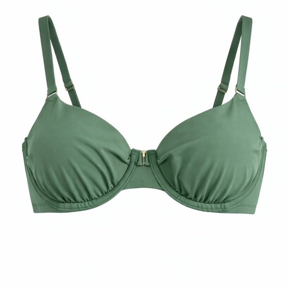 Shade‎ & Shore Olive Green Underwire Bikini Top Removable Pads Size 38D NWT